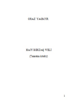 Hajy Bektaş Weli (Tanatma kitaby)